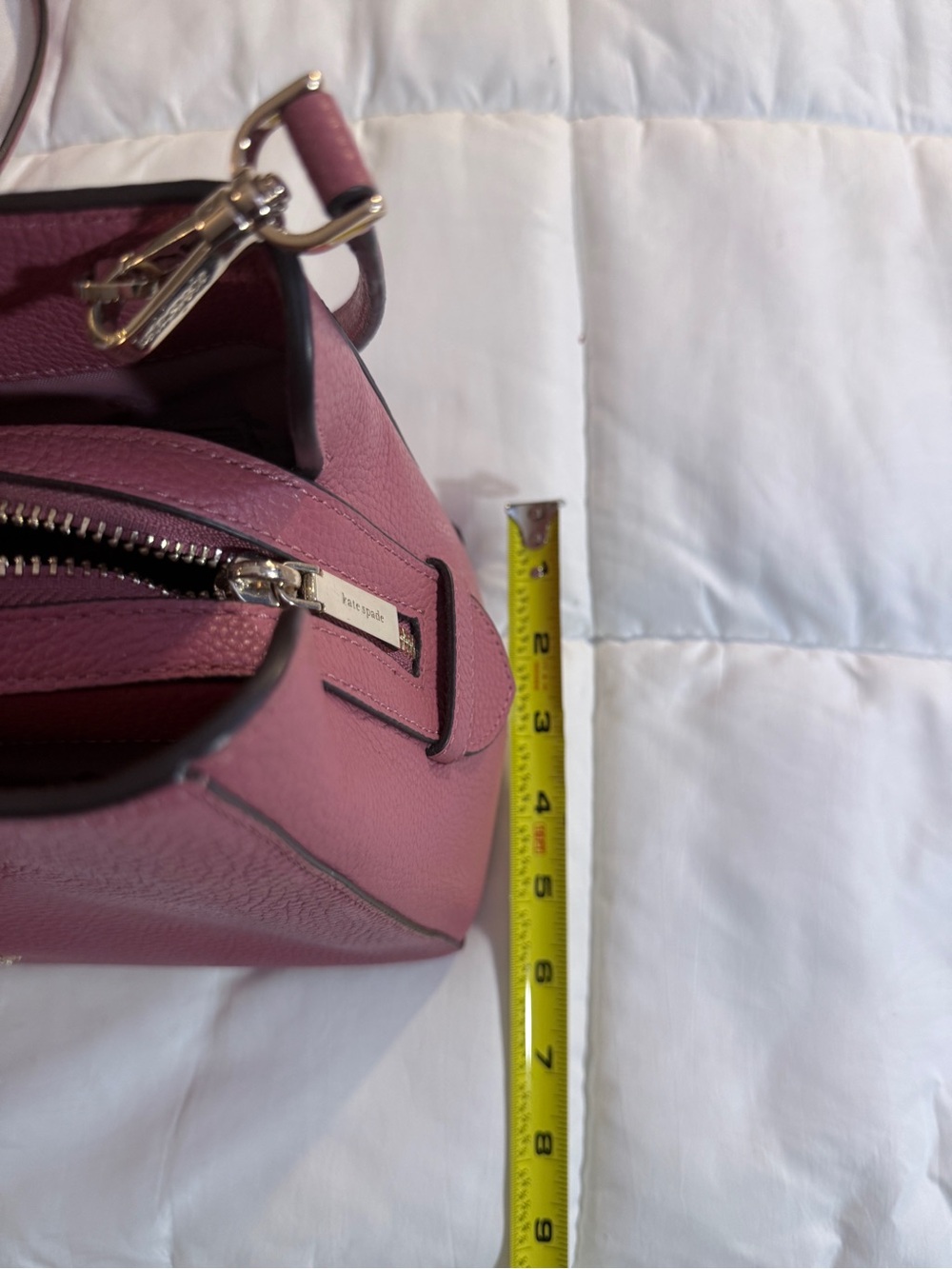 Kate Spade New York Mauve Pink Pebbled Leather Satchel | Triple Compartment - Picture 6 of 7